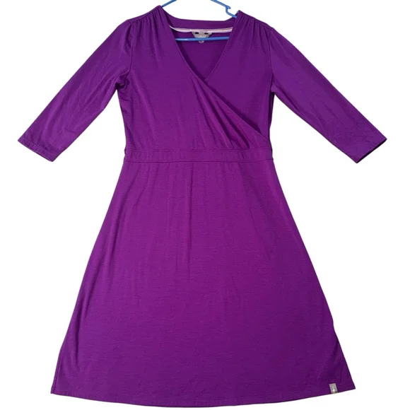 Women's Smartwool Maybell Purple Long Sleeve Wrap Dress L - Picture 2 of 10